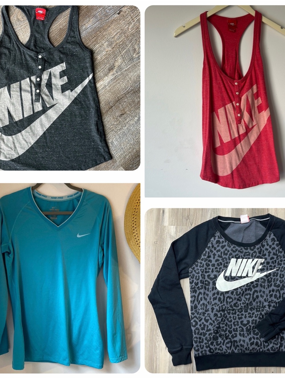 Nike Assorted Tops Red and Gray Tank Tops, Dri Fit long sleeve, Crew Neck